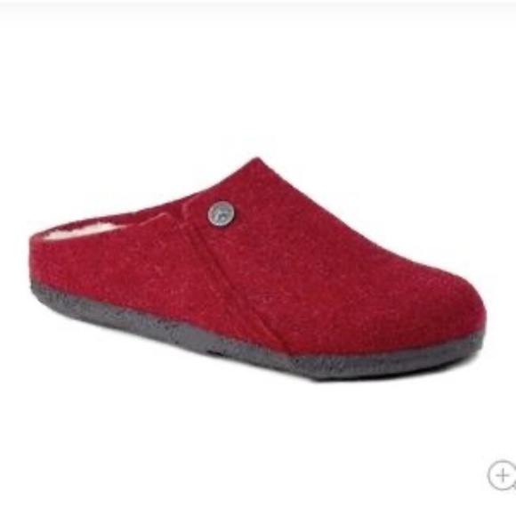 Birkenstock Zermatt Red Wool Shearling Slippers Size 36 Narrow - Picture 2 of 4